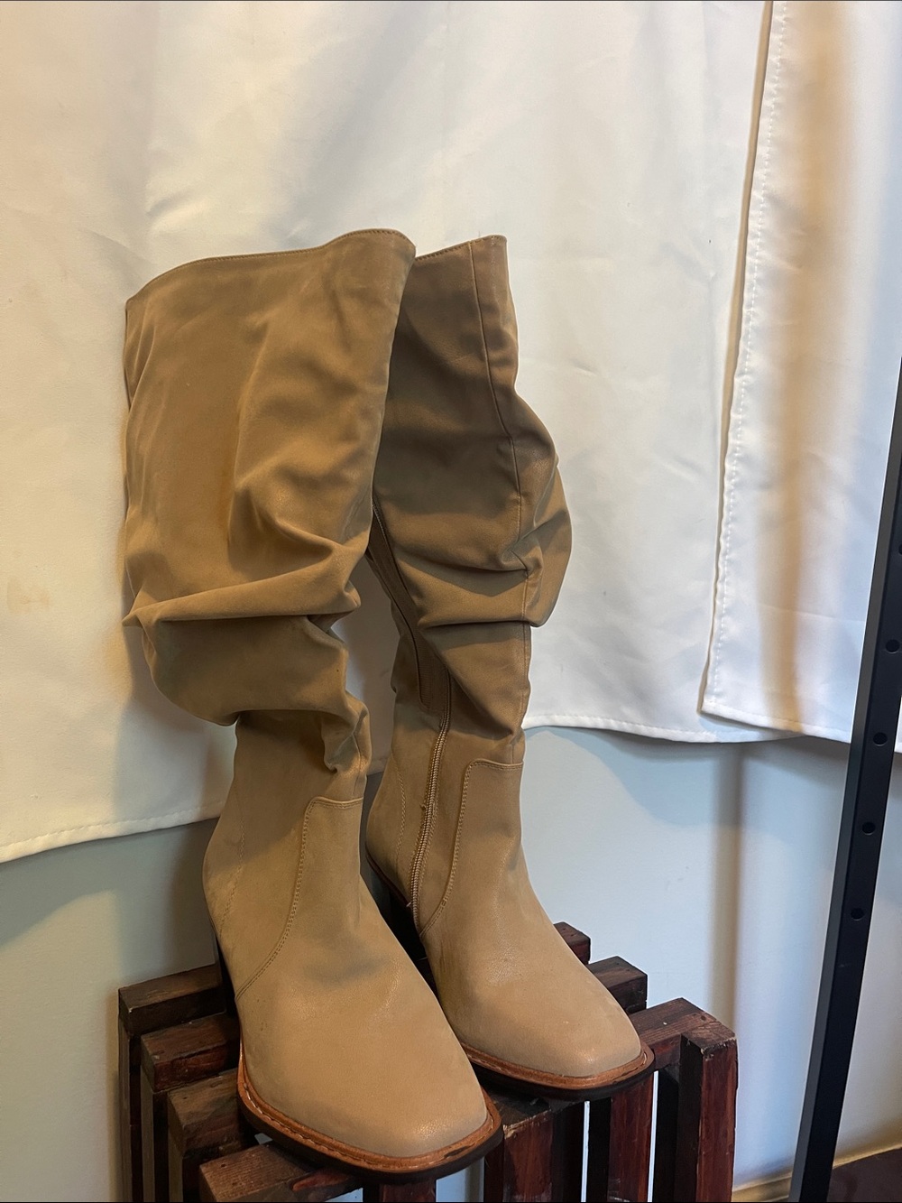 Women's Slouchy Tall Boots in Light Brown